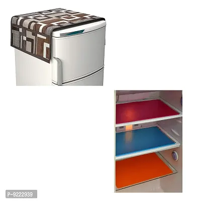 Kanushi Industries 1 Fridge Cover for Top with Pockets/Refrigerator Covers + Fridge Mats Set of 3 / Refrigerator Mats Set