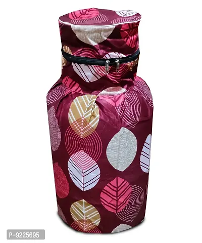 KANUSHI Industries? Cotton Leaves Design1 Piece Lpg Gas Cylinder Cover (VAR1-CYL-MAROON-LONG-LEVS-01)-thumb3