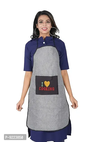 KANUSHI Industries? Apron for Kitchen Waterproof with Front Pocket(Black)(APRON-1 PC-SCL-BLACK-CHK-COOK)