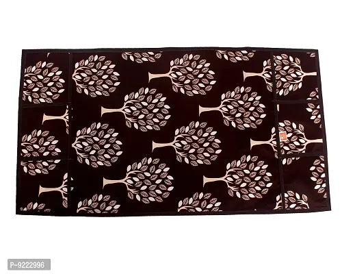 Kanushi Industries? Floral (Tree) Design Fridge Top Cover with 6 Utility Pockets (Brown Color)-thumb2