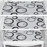 KANUSHI? PVC Fridge Multi Purpose Mats/Fridge Mats Set of 6 / Refrigerator Mats Set (FRIMAT-Circle-WhiteBLACK-06)-thumb1