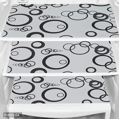 KANUSHI? PVC Fridge Multi Purpose Mats/Fridge Mats Set of 6 / Refrigerator Mats Set (FRIMAT-Circle-WhiteBLACK-06)-thumb2