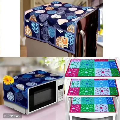 KANUSHI Industries? 1 Pc Microwave/Oven Top Cover + 1 Pc Fridge/Refrigerator Top Cover + 3 Fridge Mate (Micro+FRI-Blue-Long-LEVS+M-28)