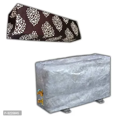 KANUSHI Industries? Split AC Cover Set for Indoor and Outdoor Unit 1.5 to 2.0 Ton Capacity (VAR-AC-in-Out-Brown-Floral)