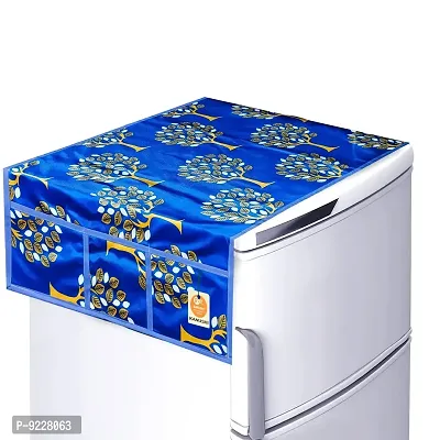 KANUSHI Industries? Fridge Covers/Refrigerator Cover (Color- Blue)(VAR-FRI-SMALL-LEAVES-BLUE-01) (VAR-FRI-Blue-Tree-TOP)-thumb2