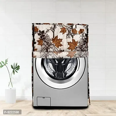 KANUSHI Industries? Washable  Dustproof Floral Design Front Load Automatic Washing Machine Cover (Brown) (Suitable for 6 Kg, 6.5 kg, 7 kg, 7.5 kg)(WASMAC-BROWN-SHUB-FRONT-01)-thumb0
