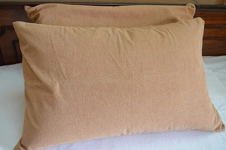 KANUSHI Industries? Linen Cotton Waterproof and Dustproof Pillow Protector (Brown; 18 x 28 Inch)