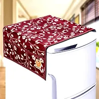 KANUSHI Industries? 1 Pc Fridge Covers/Refrigerator Cover + 1 Pc Microwave/Oven Cover Top + 3 Fridge Mats (Color- Maroon)(FRI+Micro-Maroon-Raj+M-27)-thumb1