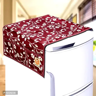 KANUSHI Industries? 1 Pc Fridge Covers/Refrigerator Cover + 1 Pc Microwave/Oven Cover Top + 3 Fridge Mats (Color- Maroon)(FRI+Micro-Maroon-Raj+M-27)-thumb2