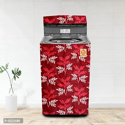 KANUSHI Industries? Washable  Dustproof maroon small levs Design Top Load Fully Automatic Washing Machine Cover (Maroon) ( Suitable For 6 Kg, 6.5 kg, 7 kg, 7.5 kg)(WASMAC-SMALL-LEAVES-MAROON-FULLY-01)-thumb0