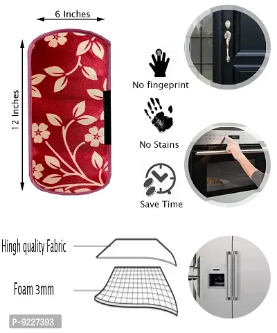 KANUSHI Industries? 1Pc Fridge Cover for Top with 6 Utility Pockets + 2 Handles Covers + 4 Fridge Mats (VAR-FRI-Maroon-Raj+2-Handle+M-27-04)-thumb5