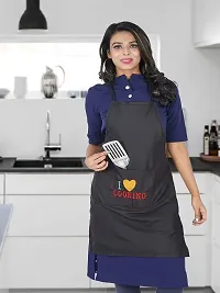 KANUSHI Industries Apron For Kitchen Waterproof With Front Pocket- Set of 2 (VAR-APRN-1-PLAIN-BLACK-COOK+1-PLAIN-RED)-thumb1