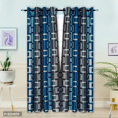 KANUSHI Industries? 2 Pieces Polyster Eyelet Window Curtain Set- 7 Ft (VAR-CUR-BLUE-BOX-7FEET-2PCS)