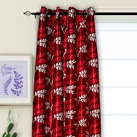 KANUSHI Industries? 2 Pieces Polyster Eyelet Window Curtain Set- 7 Ft (VAR-CUR-SMALL-LEAVES-MAROON-7FEET-2PCS)-thumb1