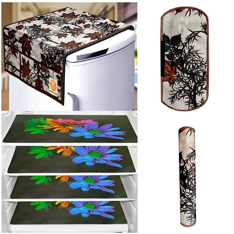 KANUSHI Industries? 1Pc Fridge Cover for Top with 6 Utility Pockets + 2 Handles Covers + 4 Fridge Mats