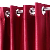 KANUSHI Industries? 2 Pieces Washable Polyster Eyelet Window Curtain Set- 7 Ft (CUR-PLAIN-MAROON-7FEET-2PCS)-thumb1