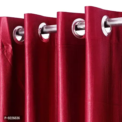 KANUSHI Industries? 2 Pieces Washable Polyster Eyelet Window Curtain Set- 7 Ft (CUR-PLAIN-MAROON-7FEET-2PCS)-thumb2