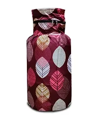 KANUSHI Industries? Cotton Leaves Design1 Piece Lpg Gas Cylinder Cover (VAR1-CYL-MAROON-LONG-LEVS-01)-thumb1