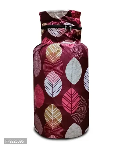 KANUSHI Industries? Cotton Leaves Design1 Piece Lpg Gas Cylinder Cover (VAR1-CYL-MAROON-LONG-LEVS-01)-thumb2