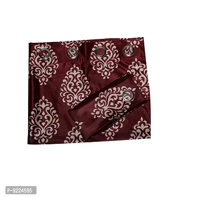 KANUSHI Industries? 2 Pieces Polyster Eyelet Window Curtain Set- 7 Ft (VAR-CUR-FLORAL-MAROON-7FEET-2PCS)-thumb3