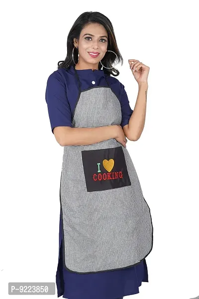 KANUSHI Industries? Apron for Kitchen Waterproof with Front Pocket(Black)(APRON-1 PC-SCL-BLACK-CHK-COOK)-thumb4