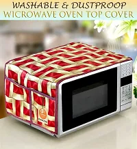 KANUSHI Industries? Microwave/Oven Top Cover with 4 Utility Pockets (Color : Red)(MICRO-RED-GOLDEN-LINE-01)-thumb1