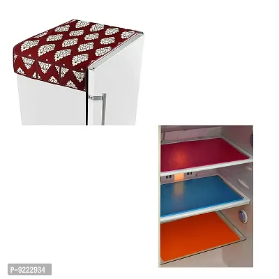 Kanushi Industries 1 Fridge Cover for Top with Pockets/Refrigerator Covers + Fridge Mats Set of 3 / Refrigerator Mats Set