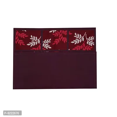 KANUSHI Industries? Fridge Cover for Top/Refrigerator Cover (Color- Maroon)(FRI-SMAL-LEAVES-MAROON-01)-thumb4