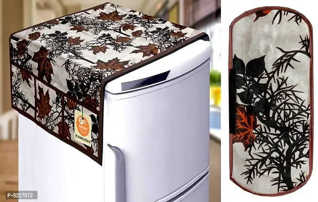 KANUSHI Industries? Fridge Covers/Refrigerator Cover+ 1 Pc Handle Cover (Color-Brown)(FRI-Brown-SHUB+1-Handle)