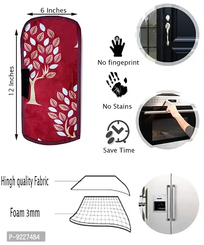 KANUSHI Industries? 1Pc Fridge Cover for Top with 6 Utility Pockets + 2 Handles Covers + 4 Fridge Mats (VAR-FRI-Maroon-Tree+2-Handle+M-27-04)-thumb5