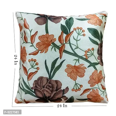 KANUSHI Industries? Reversible Decorative Cushion Covers Set of- 2 (24 X24 Inches)(CC-BROWN-ROSE-2PC-24X24)-thumb3