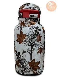 KANUSHI Industries? Washable Cotton Rose Design 1 Pc Lpg Gas Cylinder Cover+1Pc Fridge Cover/Refrigerator Cover+1 Pc Handle (CYL+FRI+1-Handle-Brown-SHUB)-thumb2