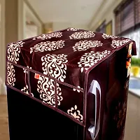 KANUSHI Industries? Washable Cotton Rose Design 1 Pc Lpg Gas Cylinder Cover+1Pc Fridge Cover/Refrigerator Cover+1 Pc Handle (CYL+FRI+1-Handle-Brown-Floral)-thumb1