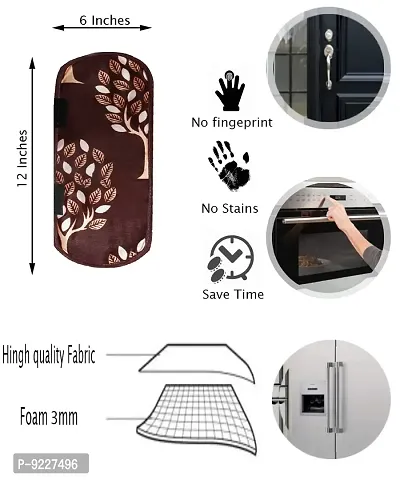 KANUSHI Industries? Washable Cotton Rose Design 1 Pc Lpg Gas Cylinder Cover+1Pc Fridge Cover/Refrigerator Cover+1 Pc Handle (CYL+FRI+1-Handle-Brown-Tree)-thumb4