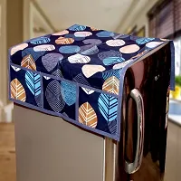 KANUSHI Industries? Microwave/Oven Top Cover with 4 Utility Pockets + 1 Pc Fridge Cover for Top (Color : Blue)(FRI+Micro-Long-Leaves-Blue)-thumb1