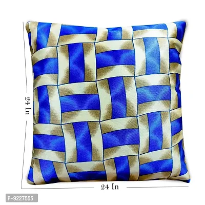 KANUSHI Industries? Reversible Decorative Cushion Covers Set of- 1 (24 X24 Inches)(CC-BLUE-GOLDEN-LINE-1PC-24X24)-thumb3