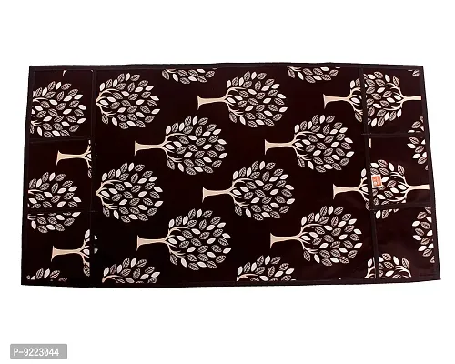 KANUSHI Industries? Floral (Tree) Designer Fridge Top Cover with 6 Utility Pockets (Brown Color)-thumb2