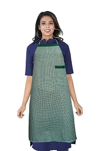 KANUSHI Industries Apron For Kitchen Waterproof With Front  Side Pocket- Set of 2 (VAR-APRN-1-PLAIN-WHITE+1-SCL-GREEN-SID)-thumb2