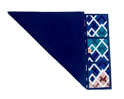 KANUSHI Industries? Checkered Design Fridge Top Cover with 6 Utility Pockets (Blue Color)-thumb2