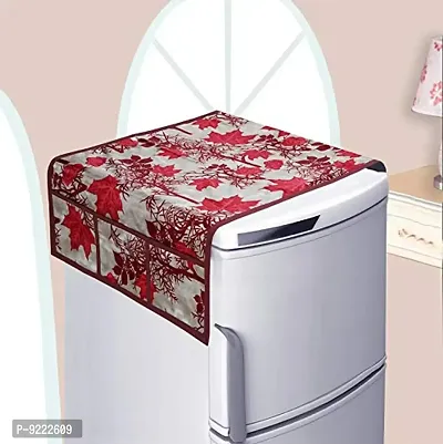 KANUSHI Industries? 1 Pc Fridge Cover for Top with 6 Utility Pockets + 3 Fridge Mats (FRI-MAROON-SHUB-01-M-23)-thumb2