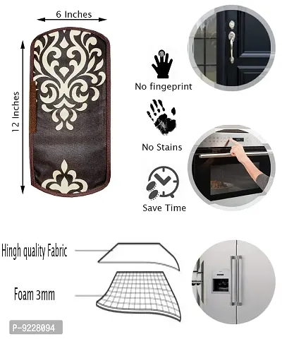 KANUSHI Industries? 1Pc Fridge Cover for Top with 6 Utility Pockets + 2 Handles Covers + 4 Fridge Mats (VAR-FRI-Brown-Floral+2-Handle+M-15-04)-thumb5