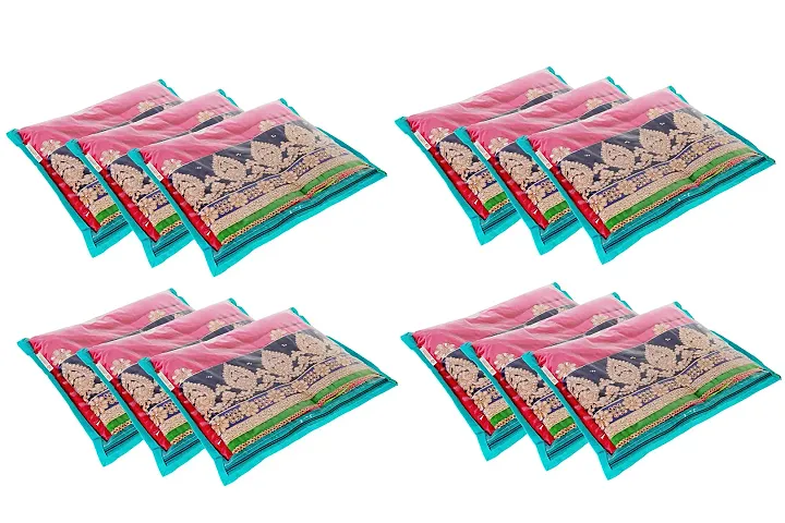 KANUSHI Set of 12 Pc Transparent Plain Non Woven Saree Cover