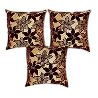 KANUSHI Industries Decorative Reversible Cotton Cushion Covers (Brown, 16x16 Inches) CC-O-3PC Set of- 3-thumb1