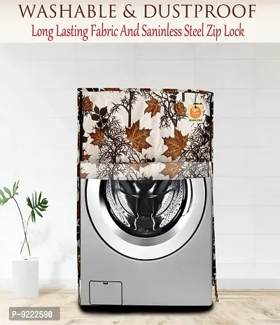 KANUSHI Industries? Washable  Dustproof Floral Design Front Load Automatic Washing Machine Cover (Brown) (Suitable for 6 Kg, 6.5 kg, 7 kg, 7.5 kg)(WASMAC-BROWN-SHUB-FRONT-01)-thumb2
