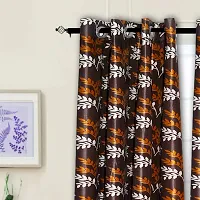 KANUSHI Industries? 2 Pieces Polyster Eyelet Window Curtain Set- 7 Ft (VAR-CUR-SMALL-LEAVES-BROWN-7FEET-2PCS)-thumb2