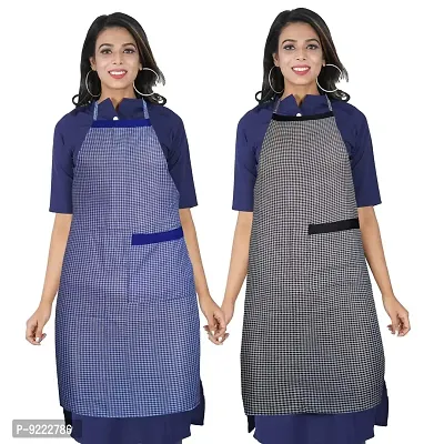 KANUSHI Industries Apron For Kitchen Waterproof With Side Pocket- Set of 2 (APRN-2-SCL-BLUE+BLACK-SID) (APRN-2-SCL-BLUE+BLACK-SID)