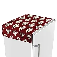 Kanushi Industries Floral Design 1 Fridge Cover for Top with 6 Utility Pockets + 2 Handles Covers + 3 Fridge Mats(6 Pieces Set)-thumb1