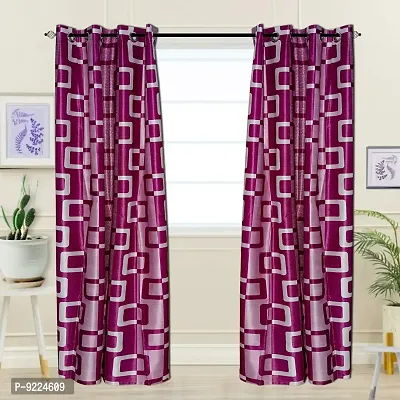 KANUSHI Industries? 2 Pieces Polyster Eyelet Window Curtain Set- 7 Ft (VAR-CUR-MAROON-BOX-7FEET-2PCS)