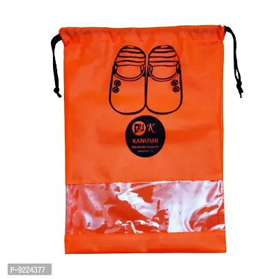 KANUSHI Industries? Transparent Shoe Pouch/Cover/Bag/Organizer, Set of 24 (Orange Color)(COPY-SC-WD-ORG-24PC)-thumb2