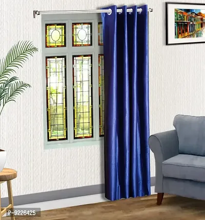 KANUSHI Industries? 1 Pieces Washable Polyster Eyelet Window Curtain Set (Curtain Plain Blue 1PC)